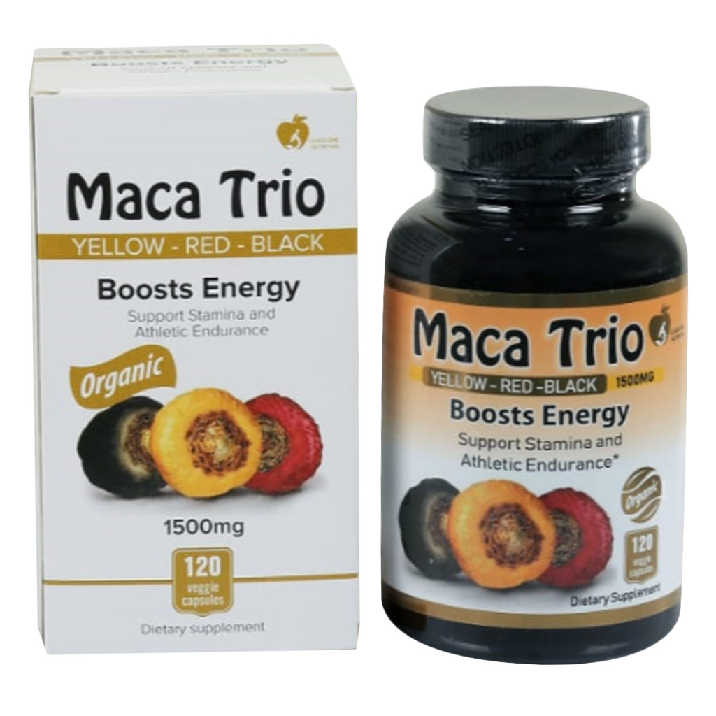 Class One Nutrition Maca Trio Veg Capsules For Energy Boost, Pack of 120's 