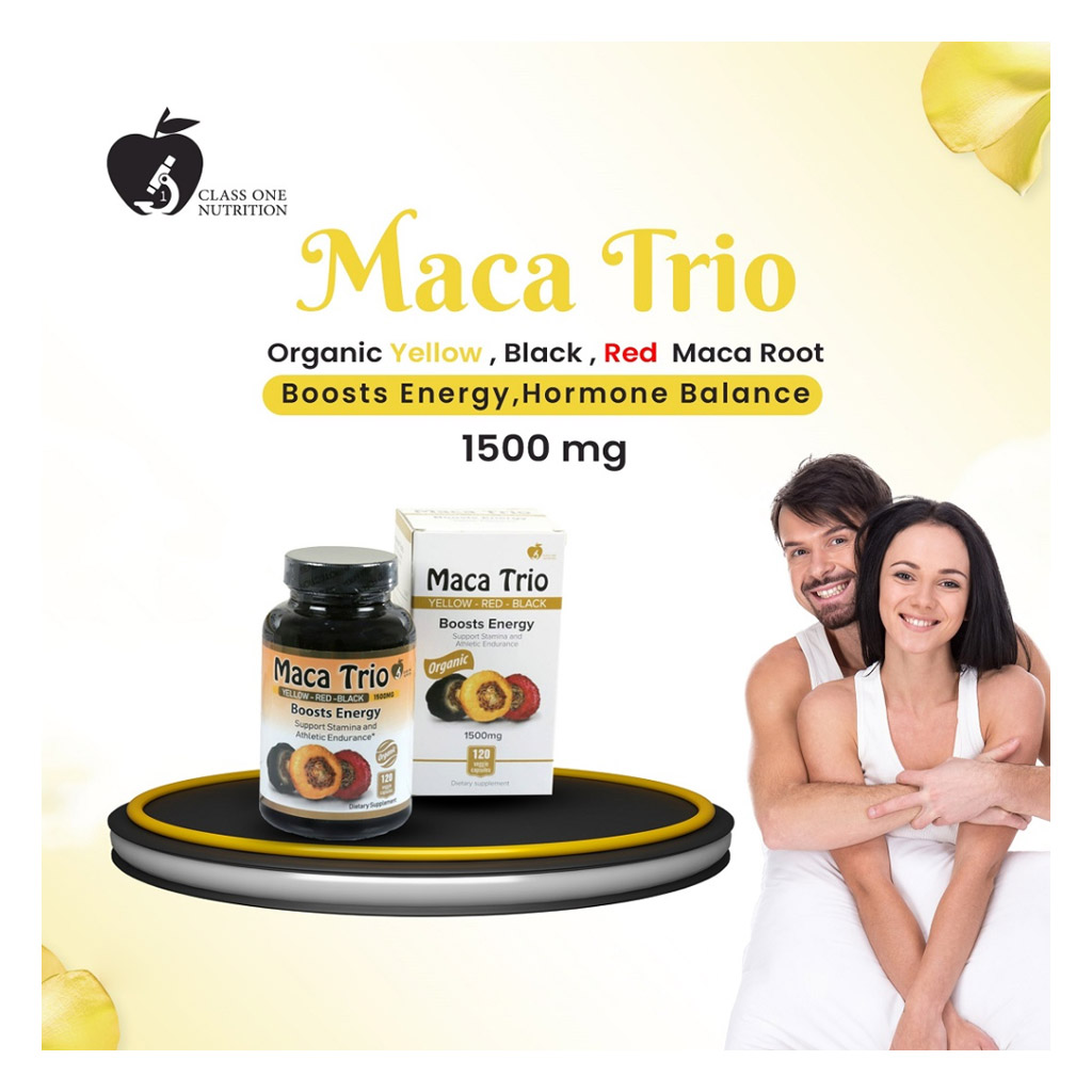 Class One Nutrition Maca Trio Veg Capsules For Energy Boost, Pack of 120's 