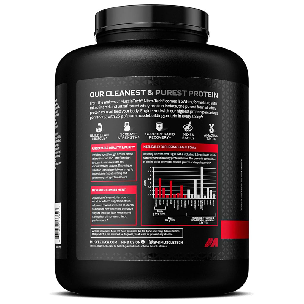 MuscleTech Isowhey 100% Whey Protein Isolate 5lb - Vanilla