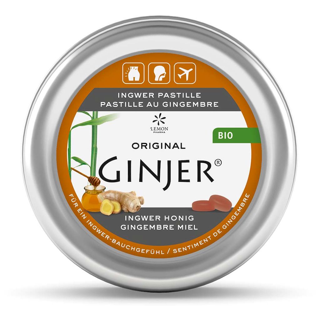 Ginjer Organic Pastilles 40g - Honey, Pack of 34's