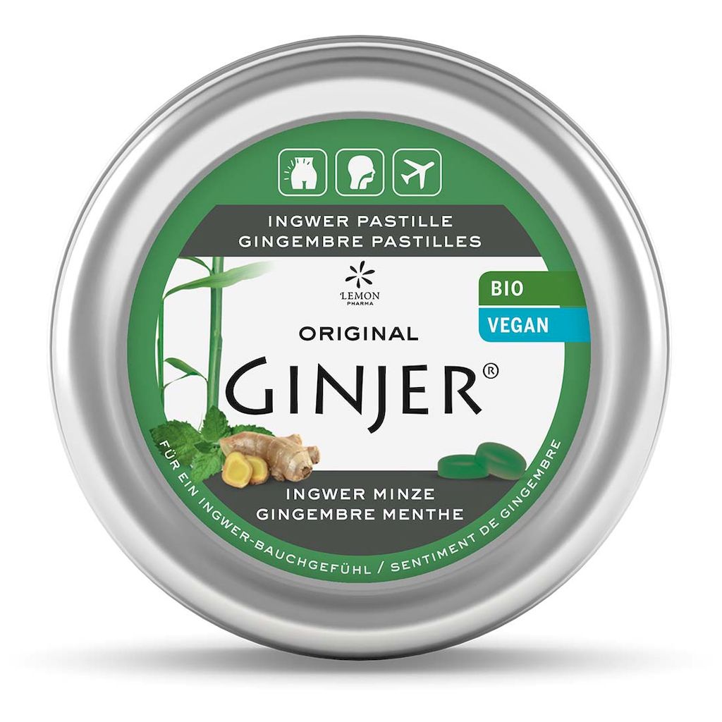 Ginjer Organic Pastilles 40g - Mint, Pack of 34's