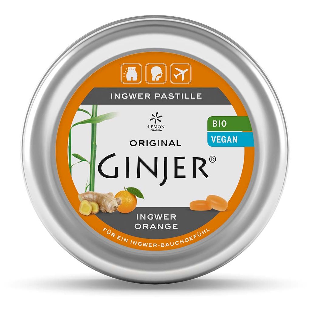 Ginjer Organic Pastilles 40g - Orange, Pack of 34's