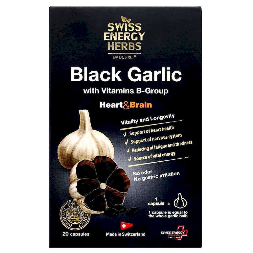 Swiss Energy Herbs Black Garlic With Vitamins B-Group Capsules, Pack of 20's
