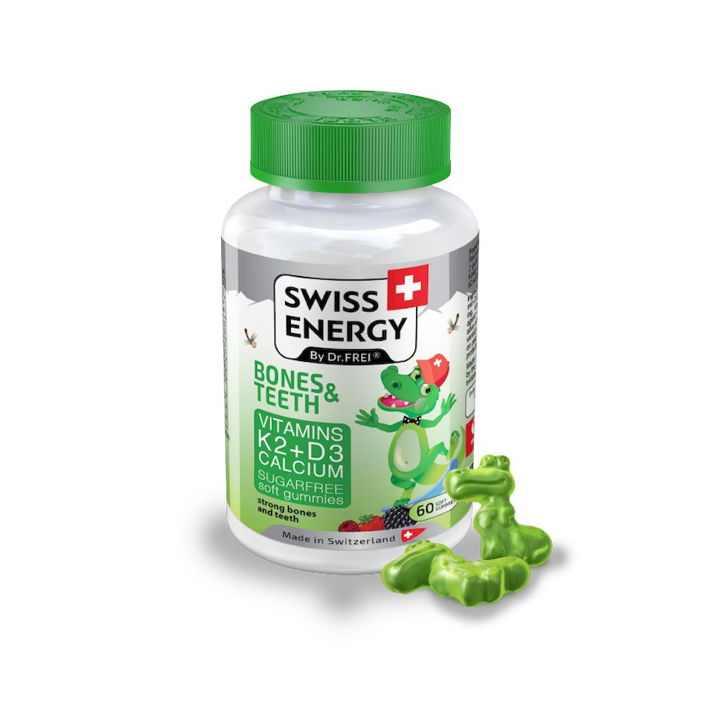 Swiss Energy Bones & Teeth Vitamins K2 + D3 & Calcium Kids Gummies, Pack of 60's