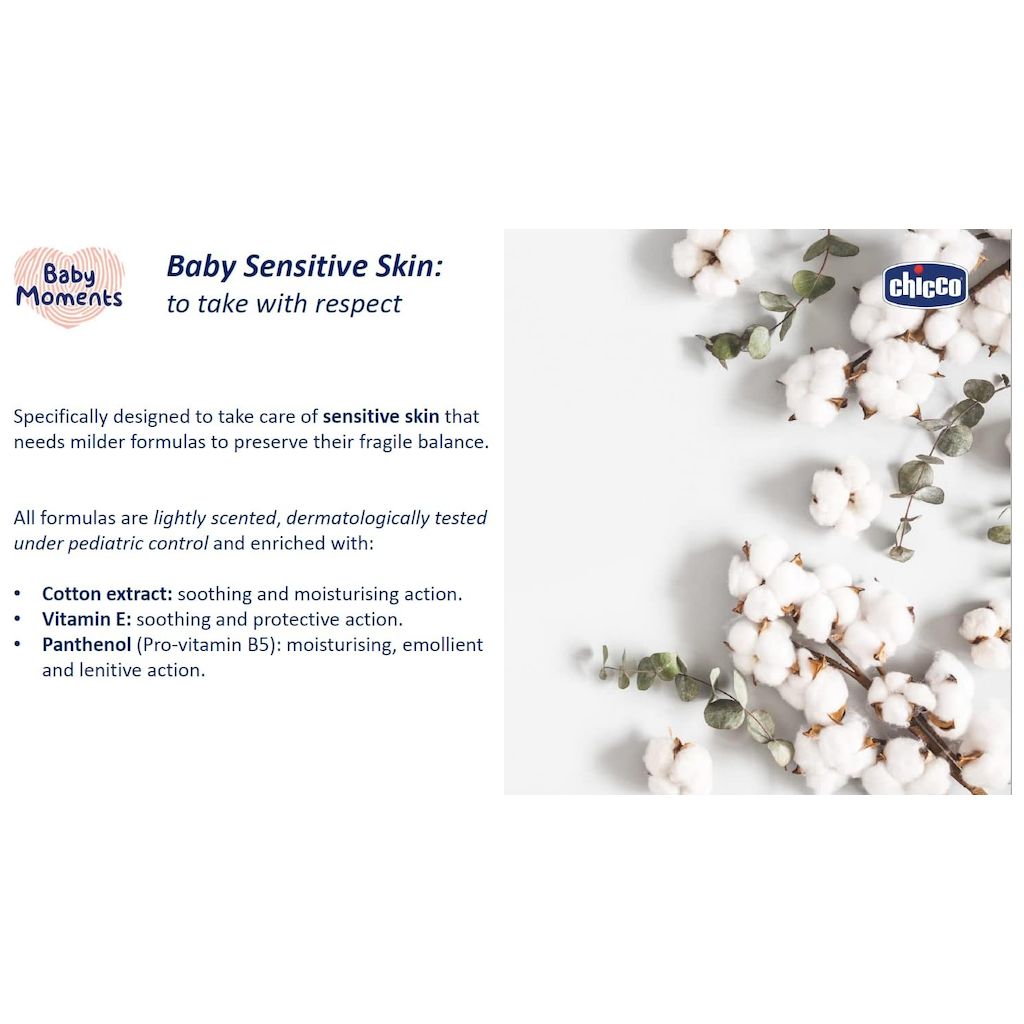 Chicco Baby Moments 0M+ Baby Bath Oil For Sensitive Skin 200ml