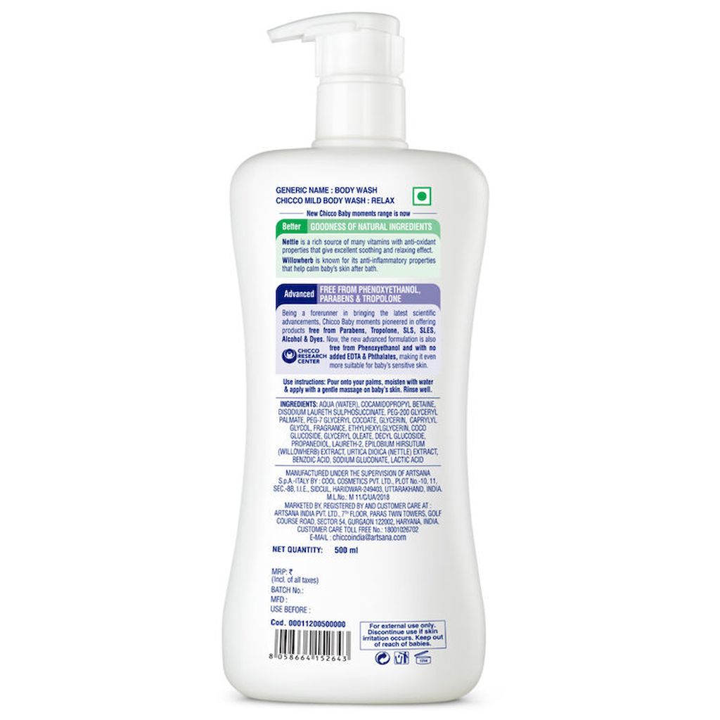 Chicco Baby Moments 0M+ No-Tears Mild Body Wash 500ml - Relax