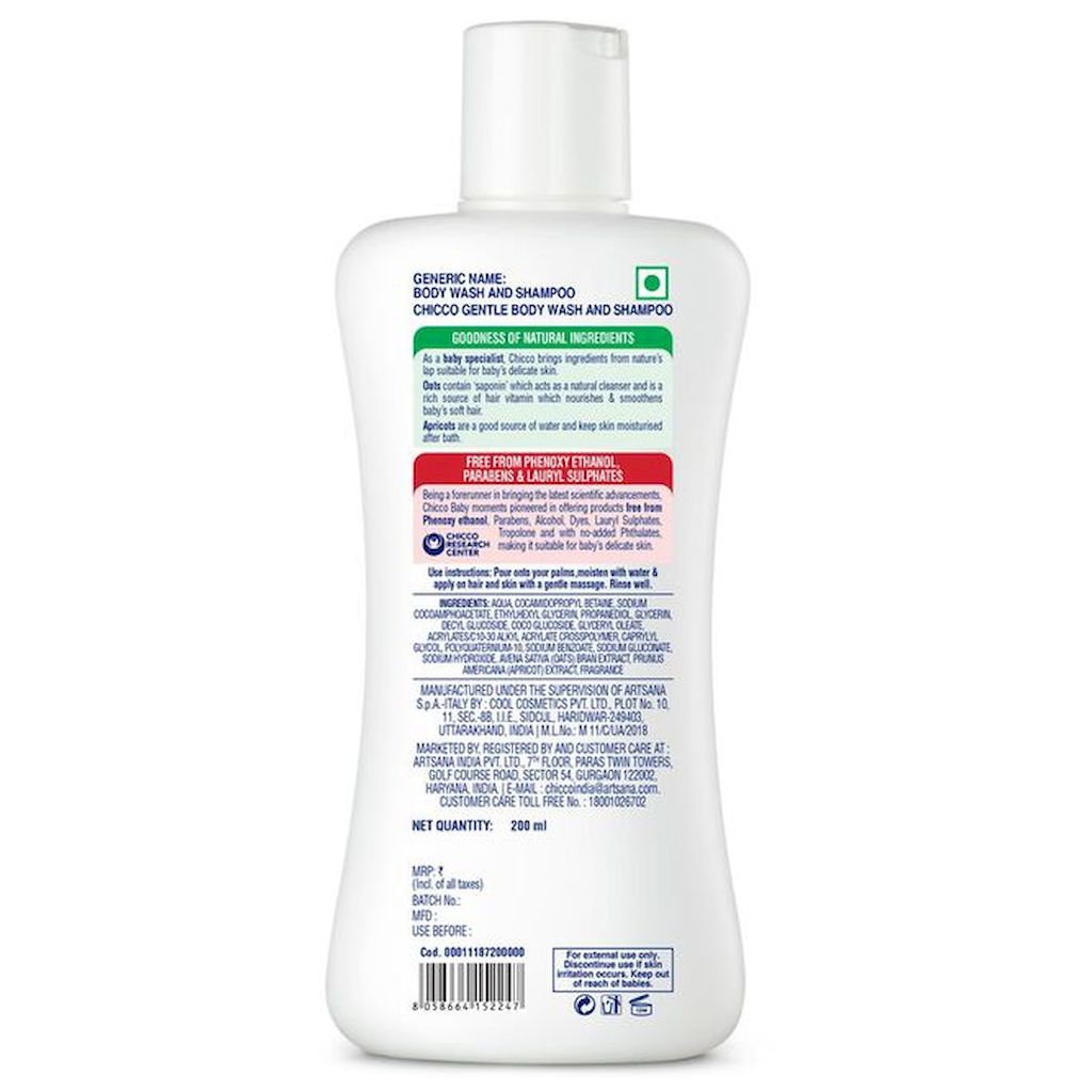 Chicco Baby Moments 0M+ Gentle Body Wash And Shampoo 200ml