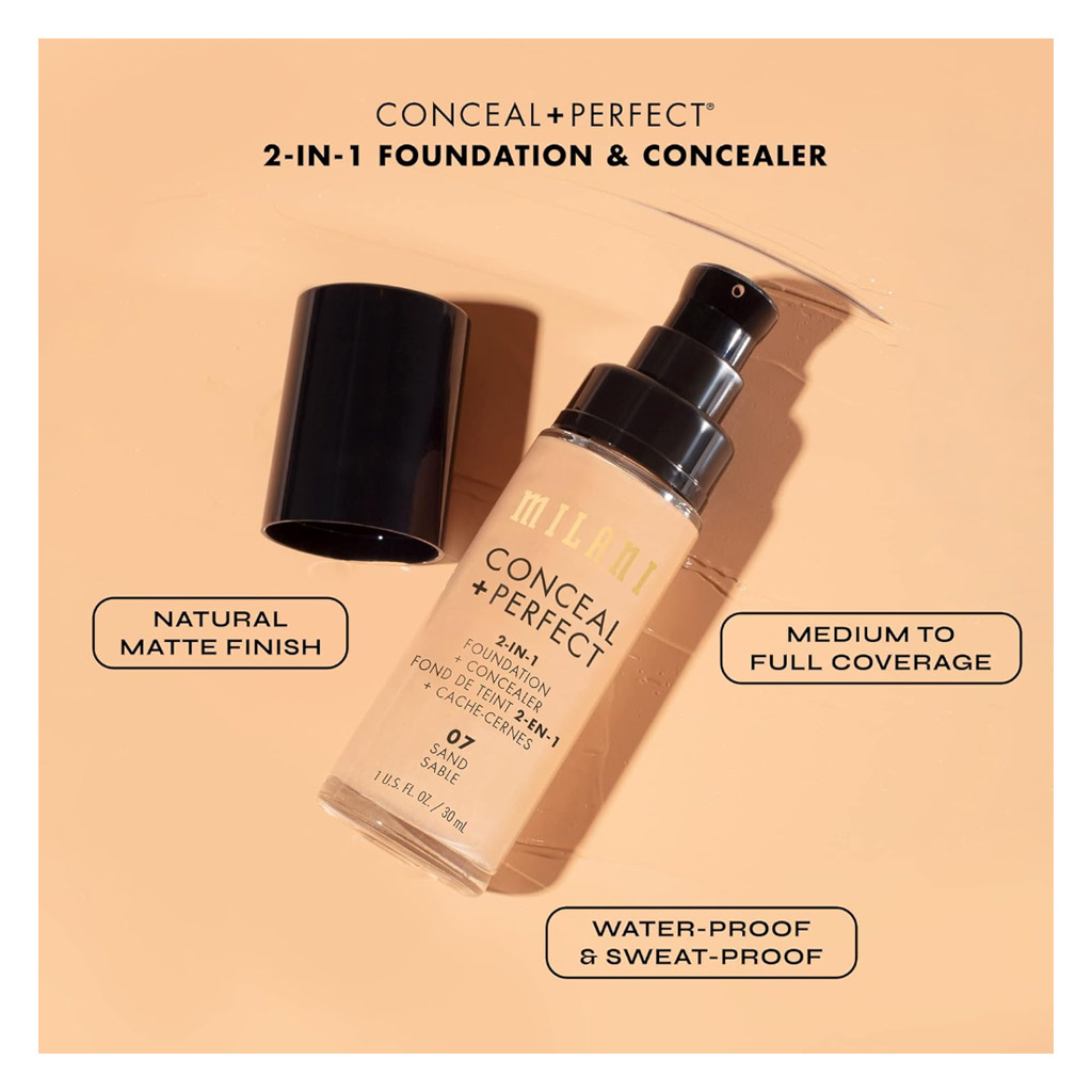 Milani Cosmetics Conceal + Perfect 2-In-1 Foundation & Concealer 30ml - 02 Natural