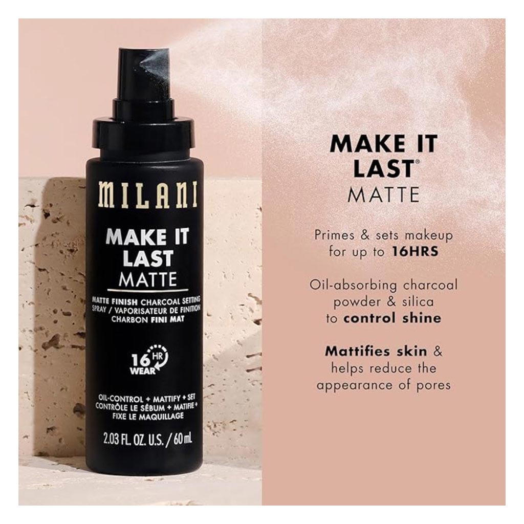 Milani Cosmetics Make It Last Matte Finish Make Up Setting Spray 60ml - Charcoal 