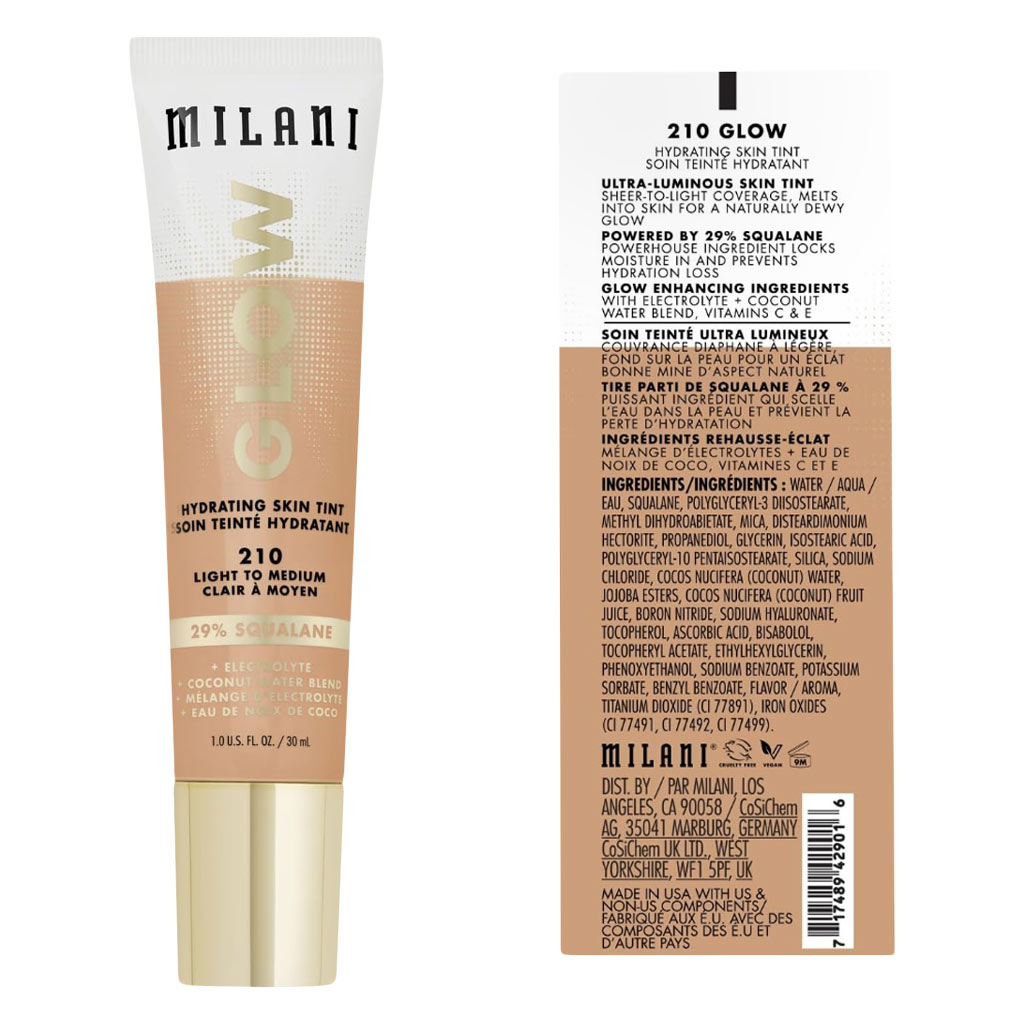 Milani Cosmetics Glow Hydrating Skin Tint 30ml - 210 Light To Medium 
