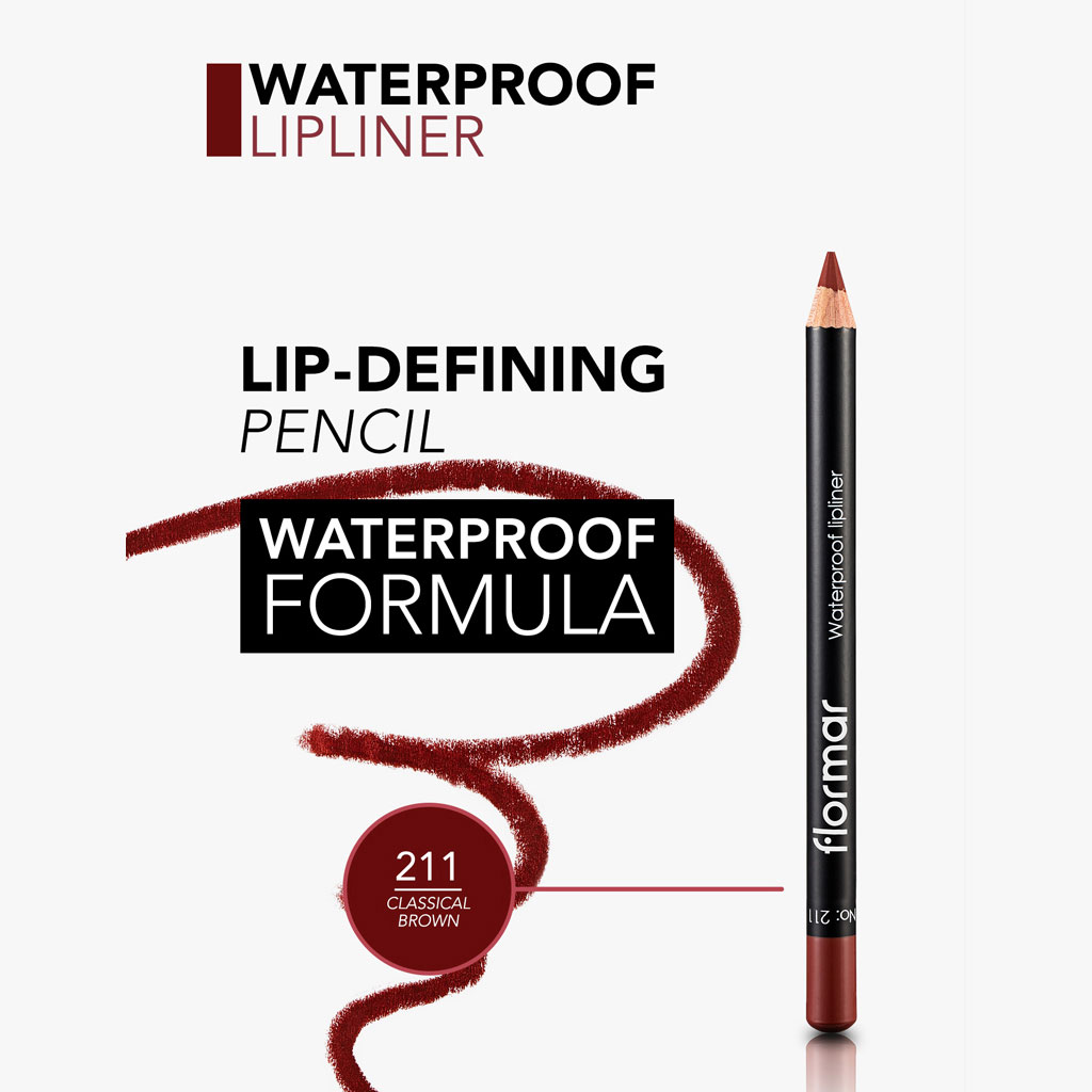Flormar Waterproof Lipliner Pencil - Shade 211 Classical Brown