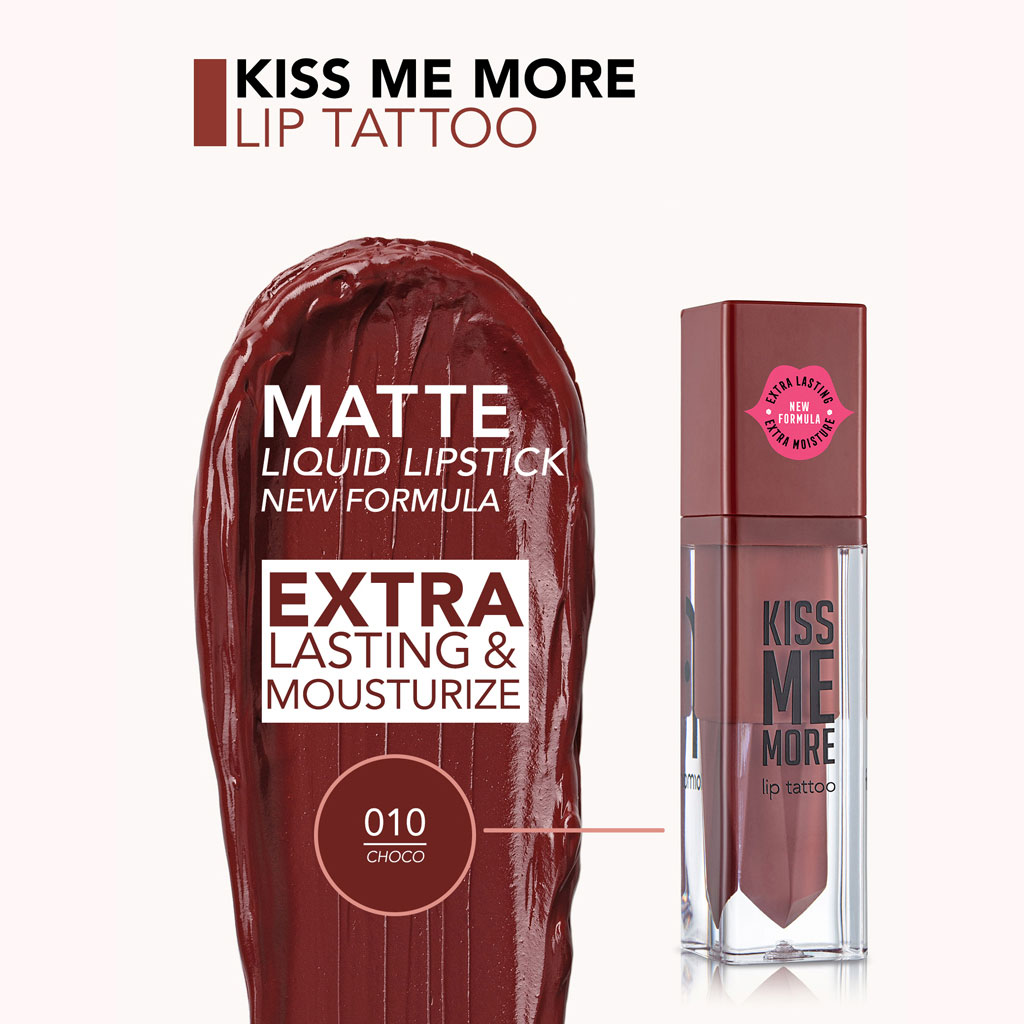 Flormar Matte Liquid Lipstick - Kiss Me More Lip Tattoo 010 Choco