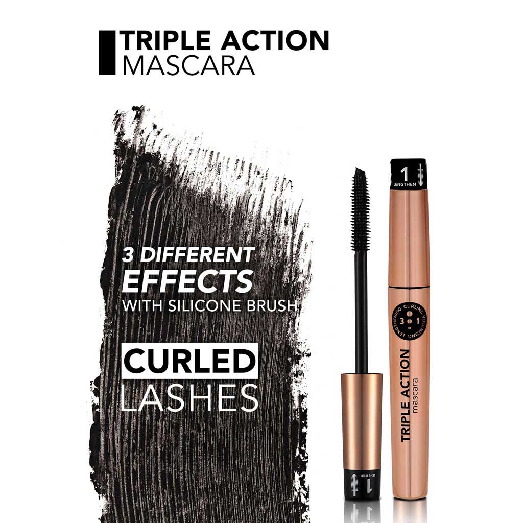 Flormar Triple Action Mascara - Black