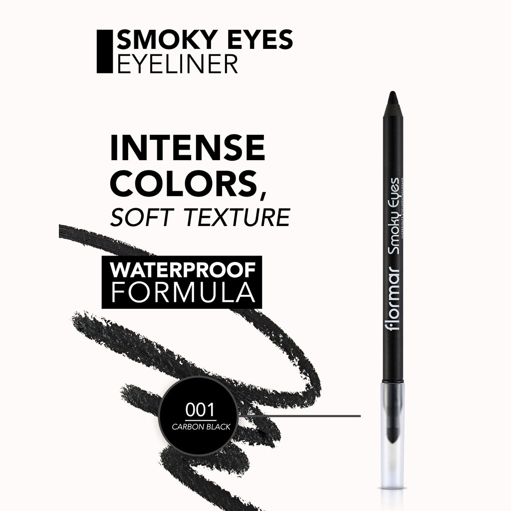 Flormar Smokey Eyes Waterproof Eyeliner - 001 Carbon Black