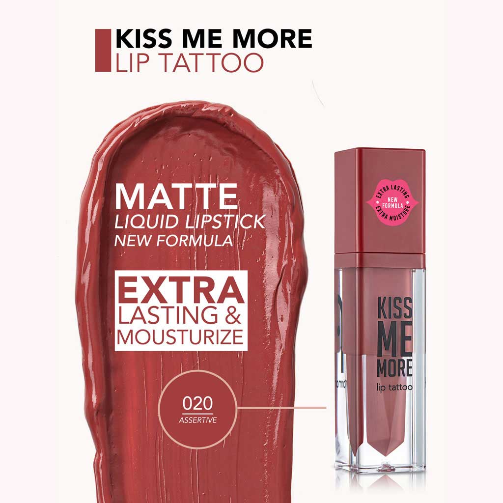 Flormar Matte Liquid Lipstick - Kiss Me More Lip Tattoo 020 Assertive