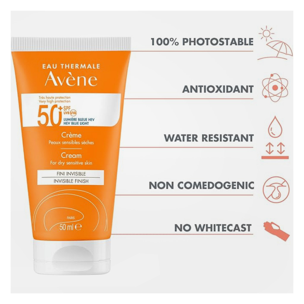 Avene Very High Protection SPF50+ Invisible Finish Cream For Dry Sensitive Skin 50ml - PROMO PACK
