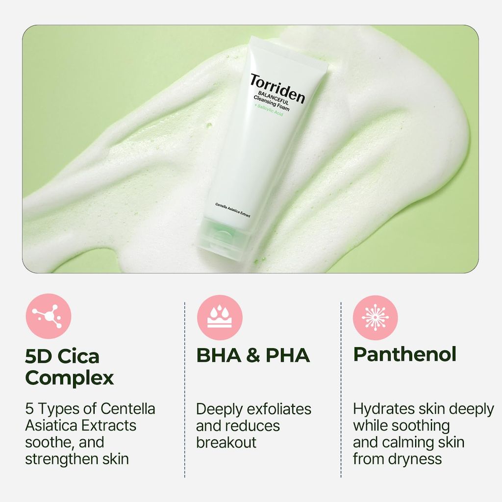 Torriden Balanceful Cica + Salicylic Acid Pore Cleansing Foam 150ml