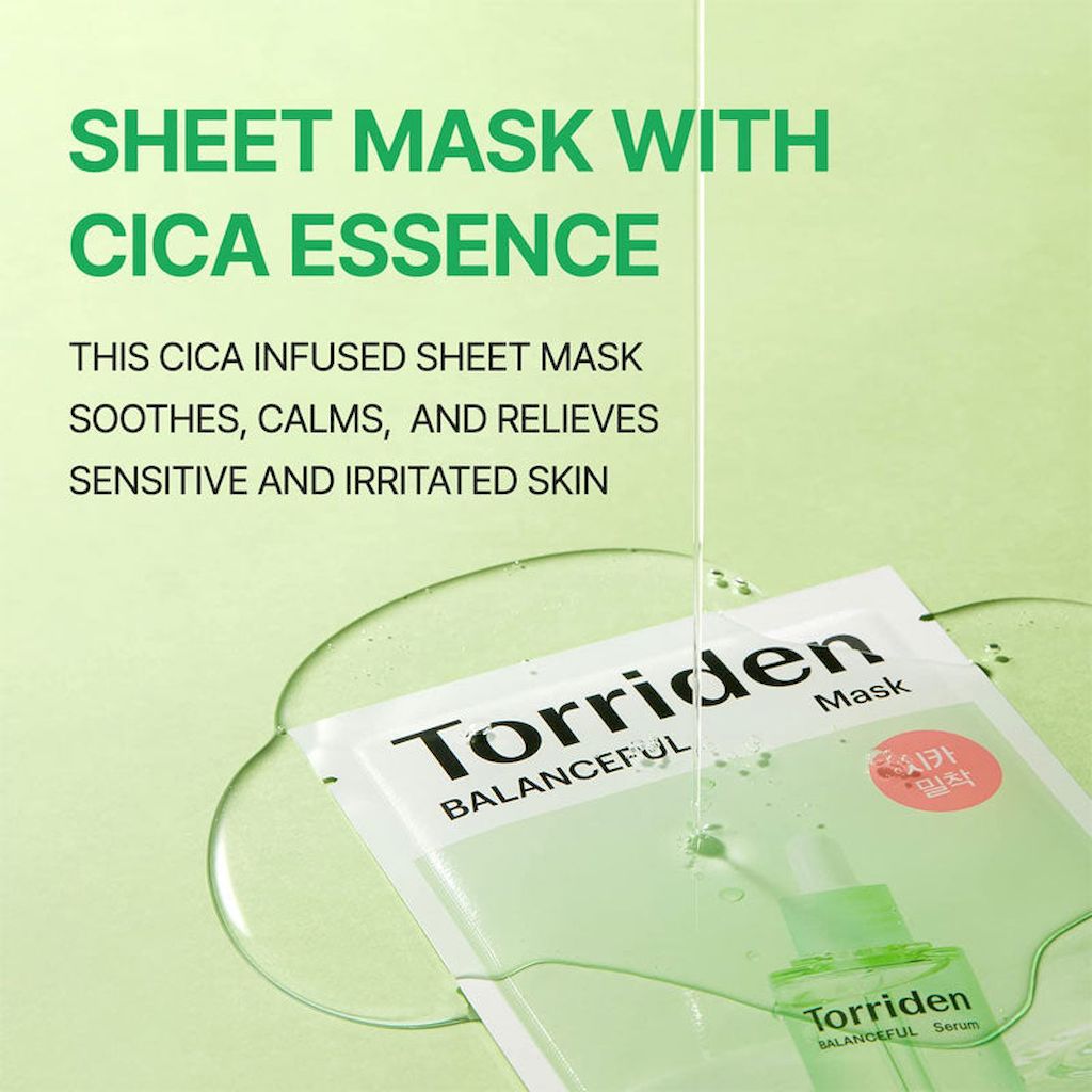 Torriden Balanceful Cica Face Sheet Mask 25ml, Pack of 10's