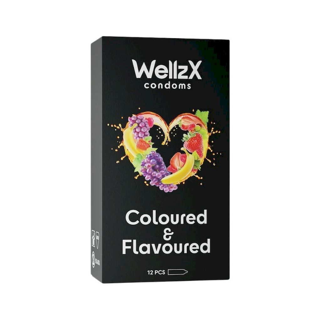 WellzX Coloured & Flavoured Condoms, Pack of 12's