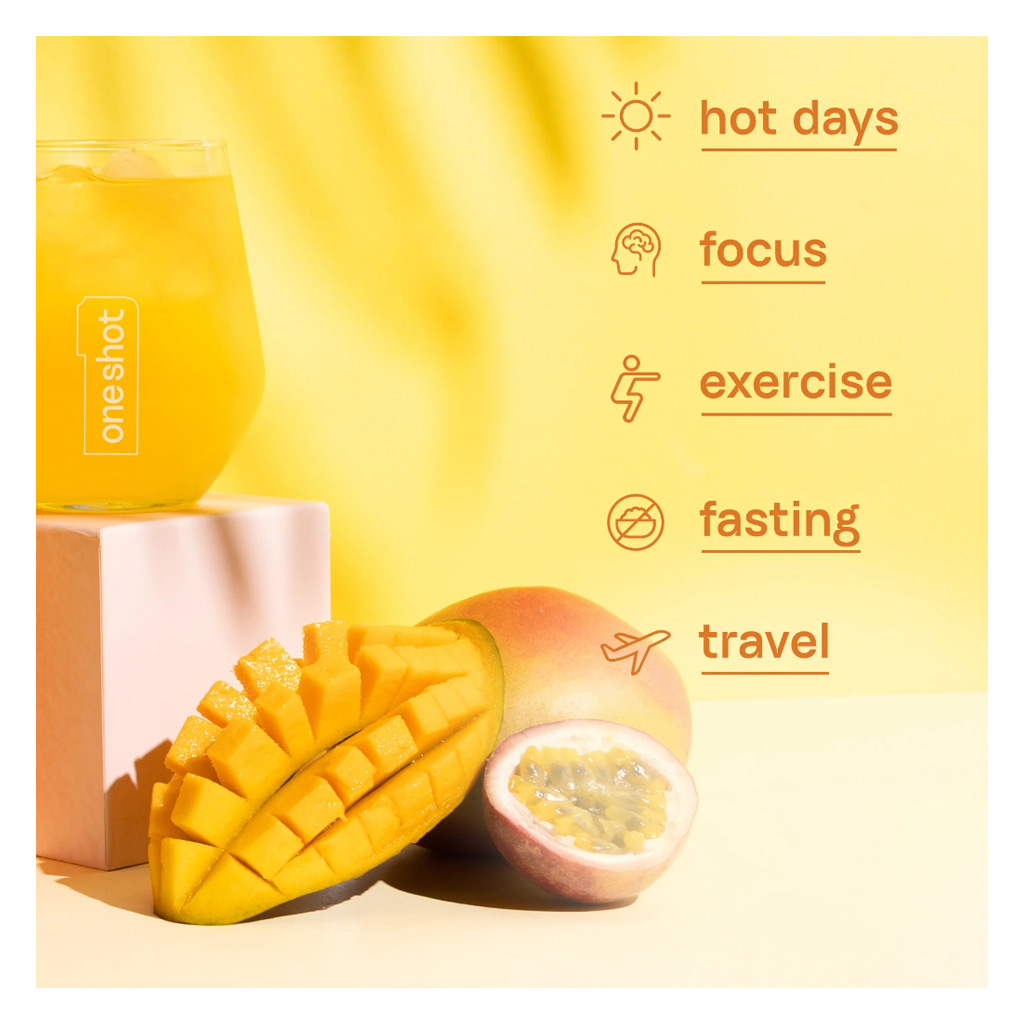 Oneshot Hydrate Passion Bliss Electrolyte & Vitamin Drink Sticks, Pack of 14's