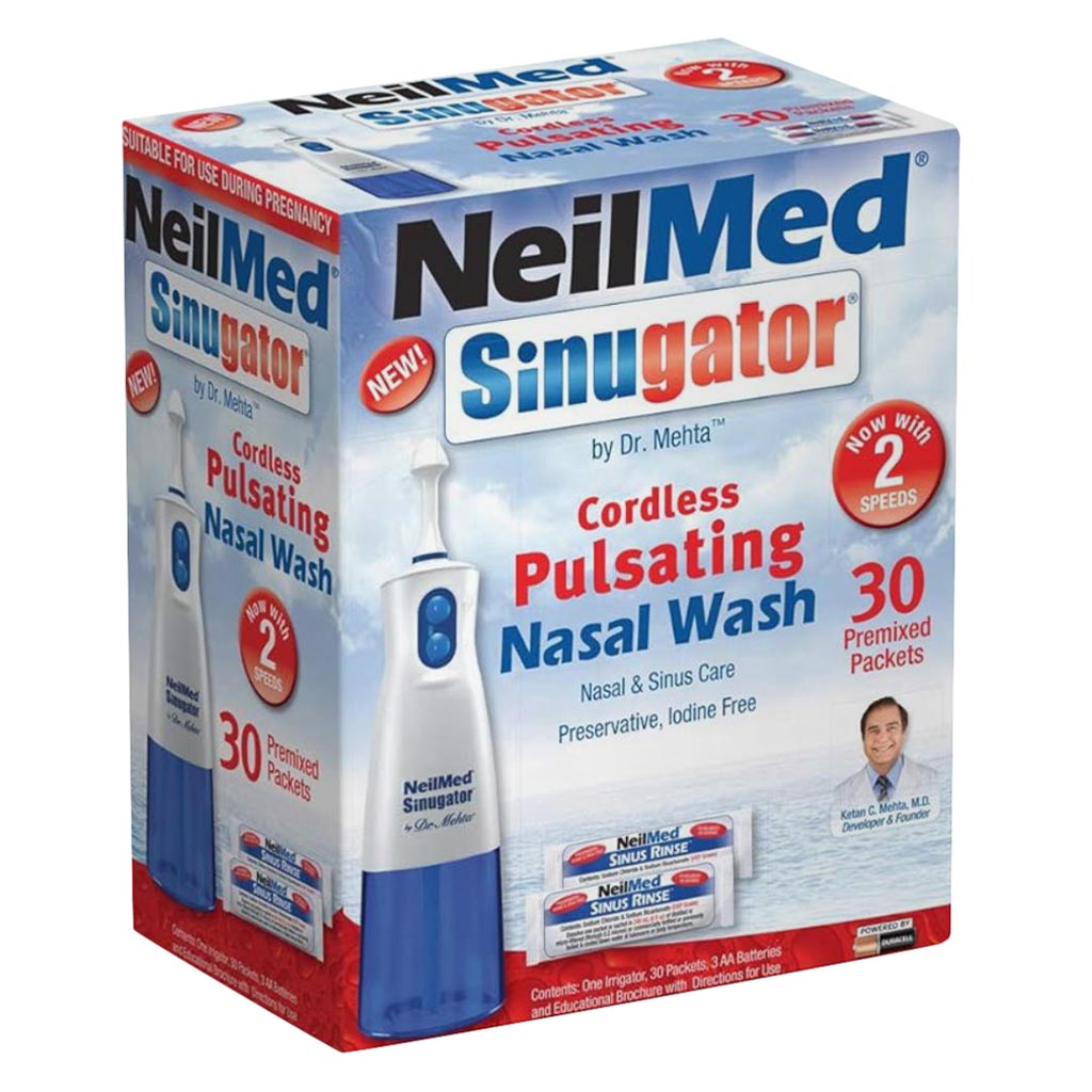 NeilMed Sinugator Cordless Pulsating Nasal Wash With 30 Sinus Rinse