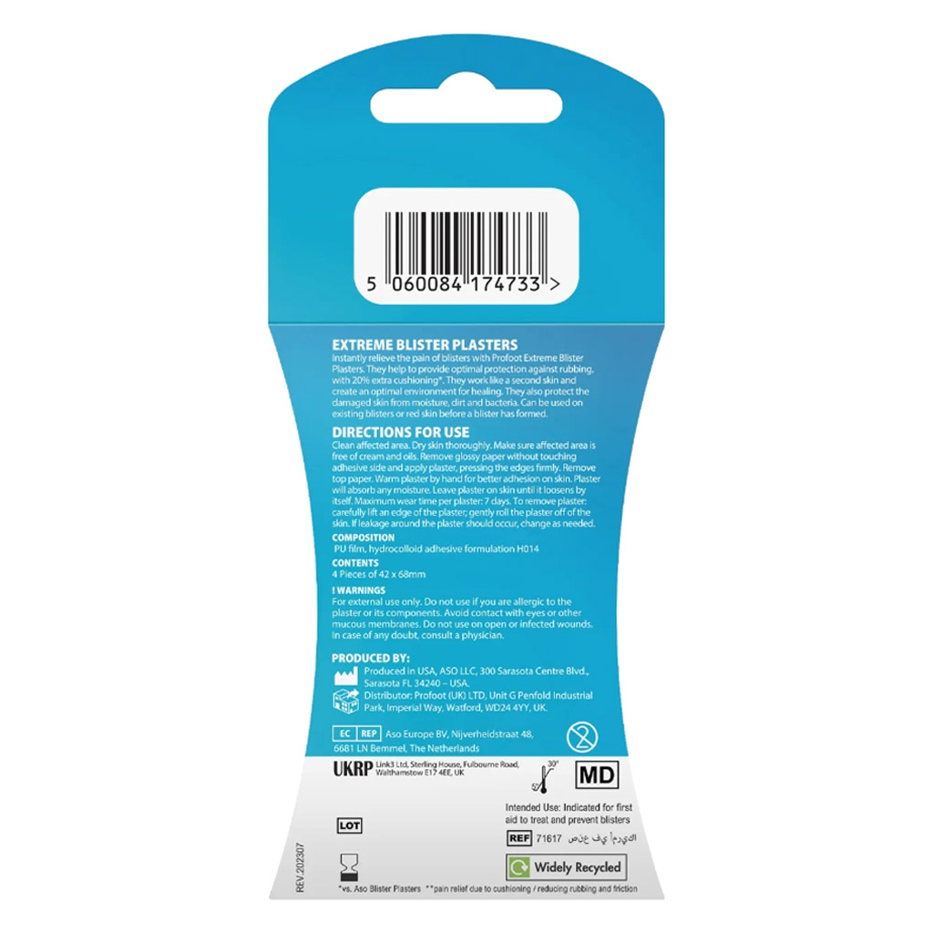 Profoot Extreme Blister Plasters For Instant Pain Relief, Pack of 4's