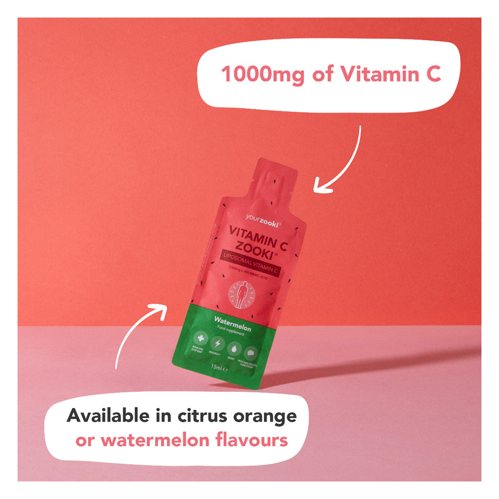 Zooki Liposomal Vitamin C 1000mg Watermelon Flavor Liquid Sachets 15ml, Pack of 14's