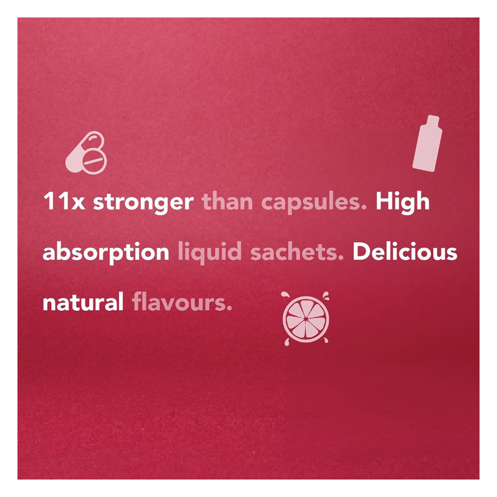 Zooki Super Strength Marine Collagen 11000mg Sour Cherry Flavor Liquid Sachets 18.5ml, Pack of 14's