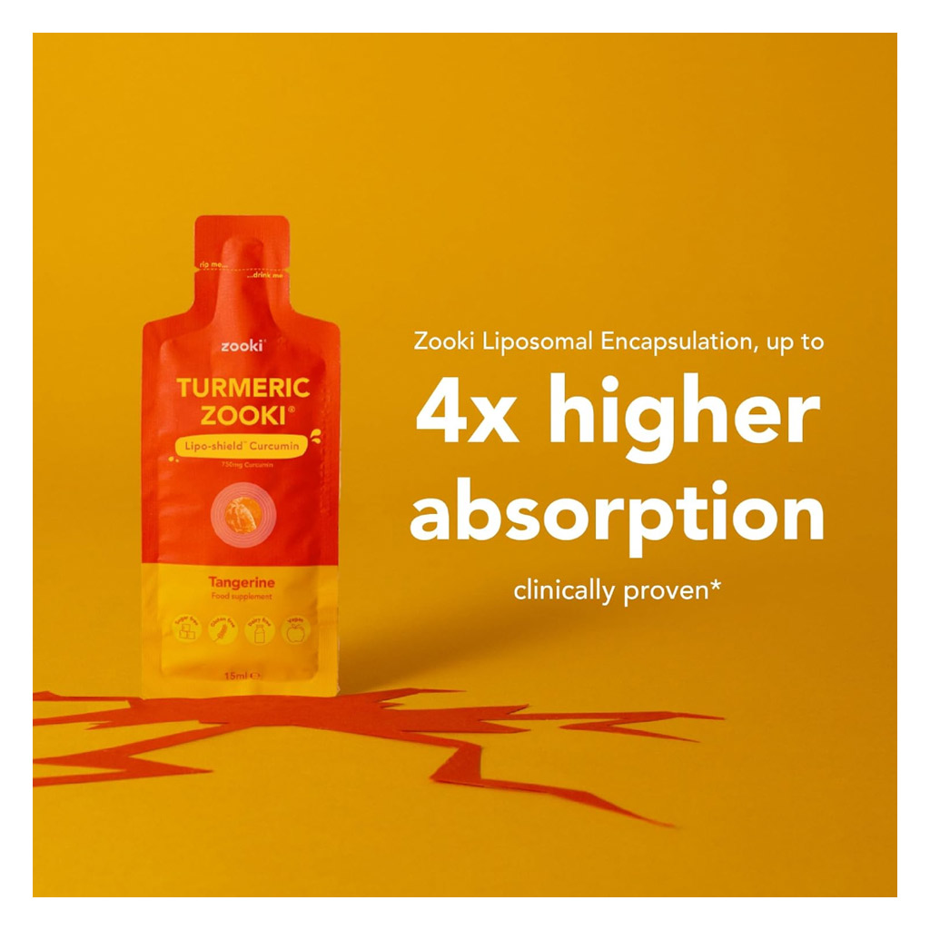 Zooki Liposomal Turmeric 750mg Tangerine Flavor Liquid Sachet 15ml, Pack of 14’s