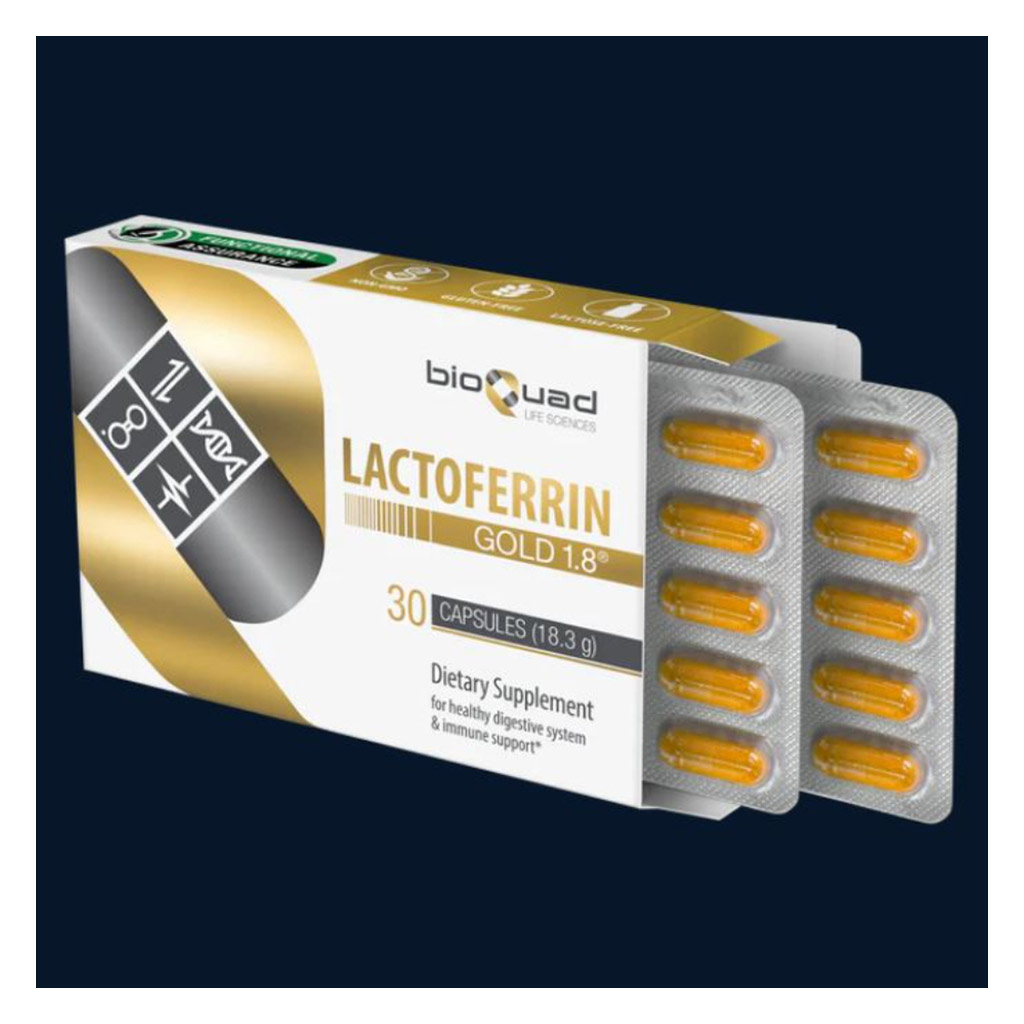 BioQuad Lactoferrin Gold 1.8 Dietary Supplement Capsules For Digestive & Immune Support, Pack of 30’s