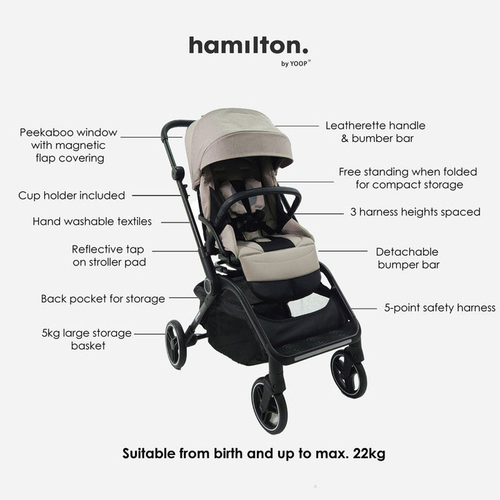 Hamilton by Yoop T1 Premium Baby Stroller - Grey