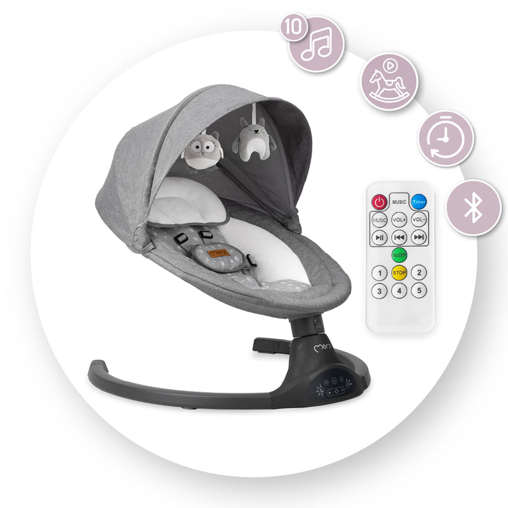 MoMi Kenani Electric Baby Bouncer - Grey