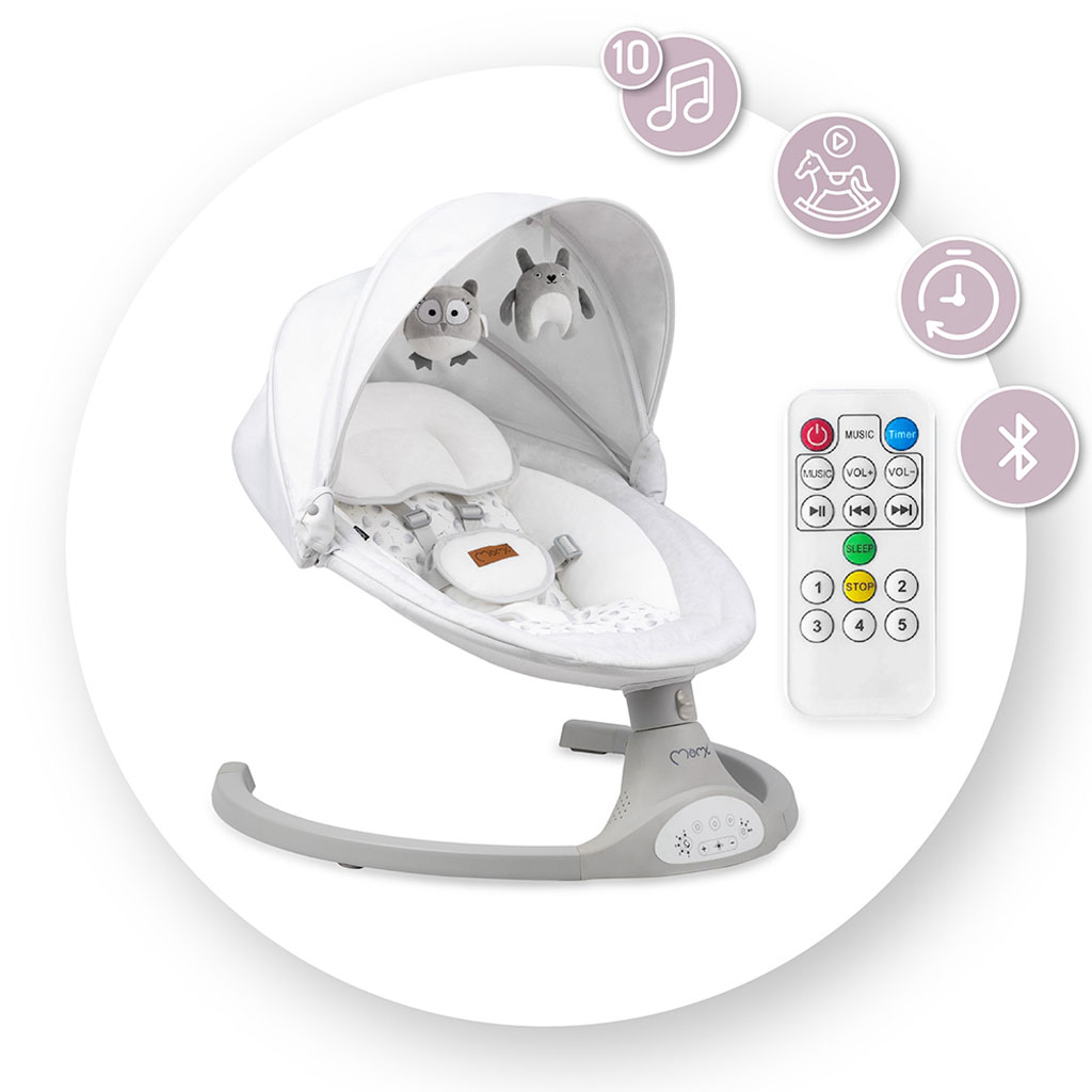 MoMi Kenani Electric Baby Bouncer - Light Grey