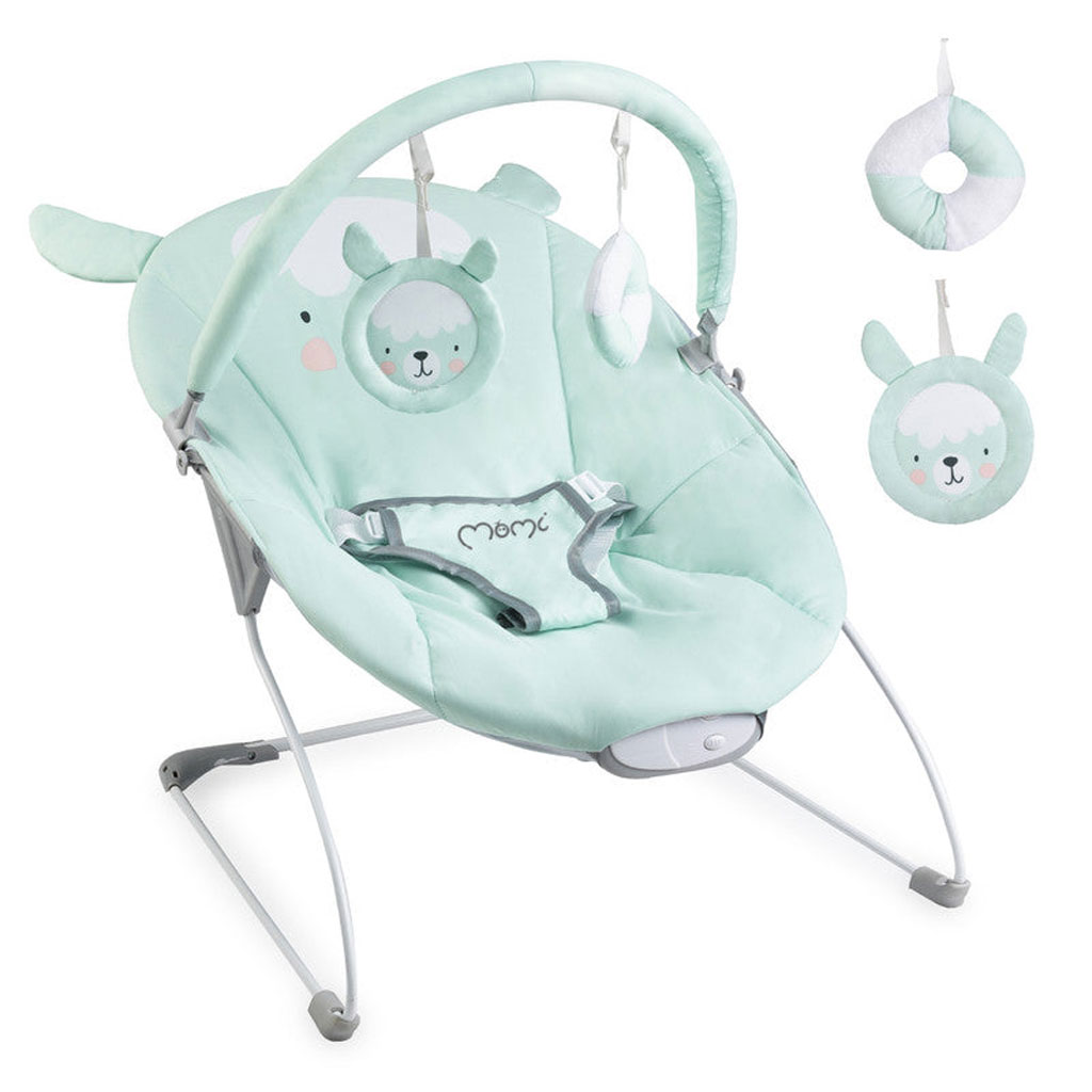 MoMi Glossy Baby Bouncer - Green Lama