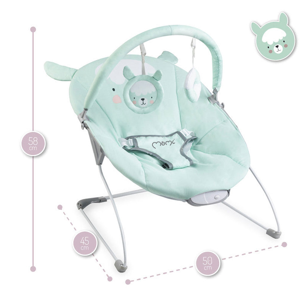 MoMi Glossy Baby Bouncer - Green Lama