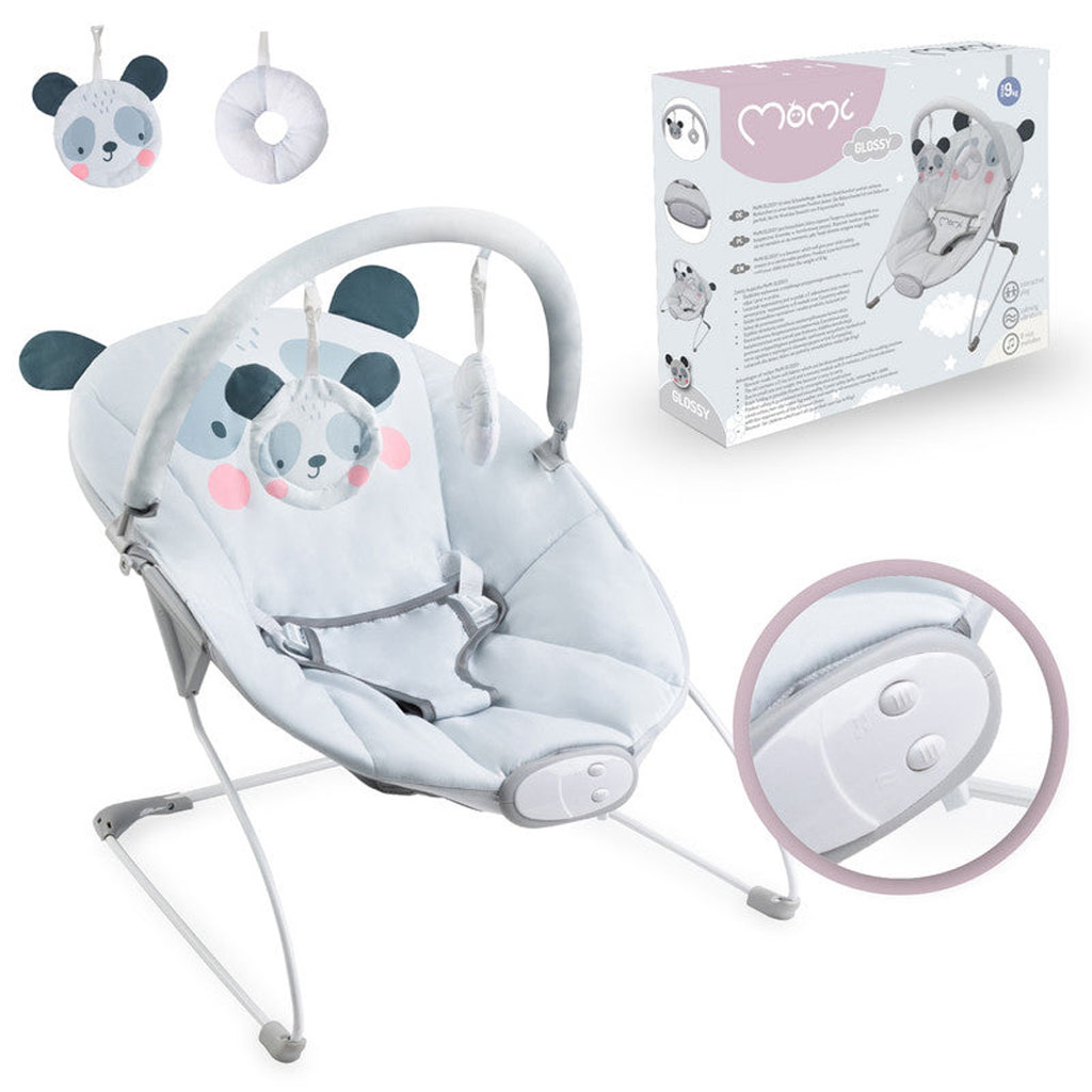 MoMi Glossy Baby Bouncer - Grey Panda