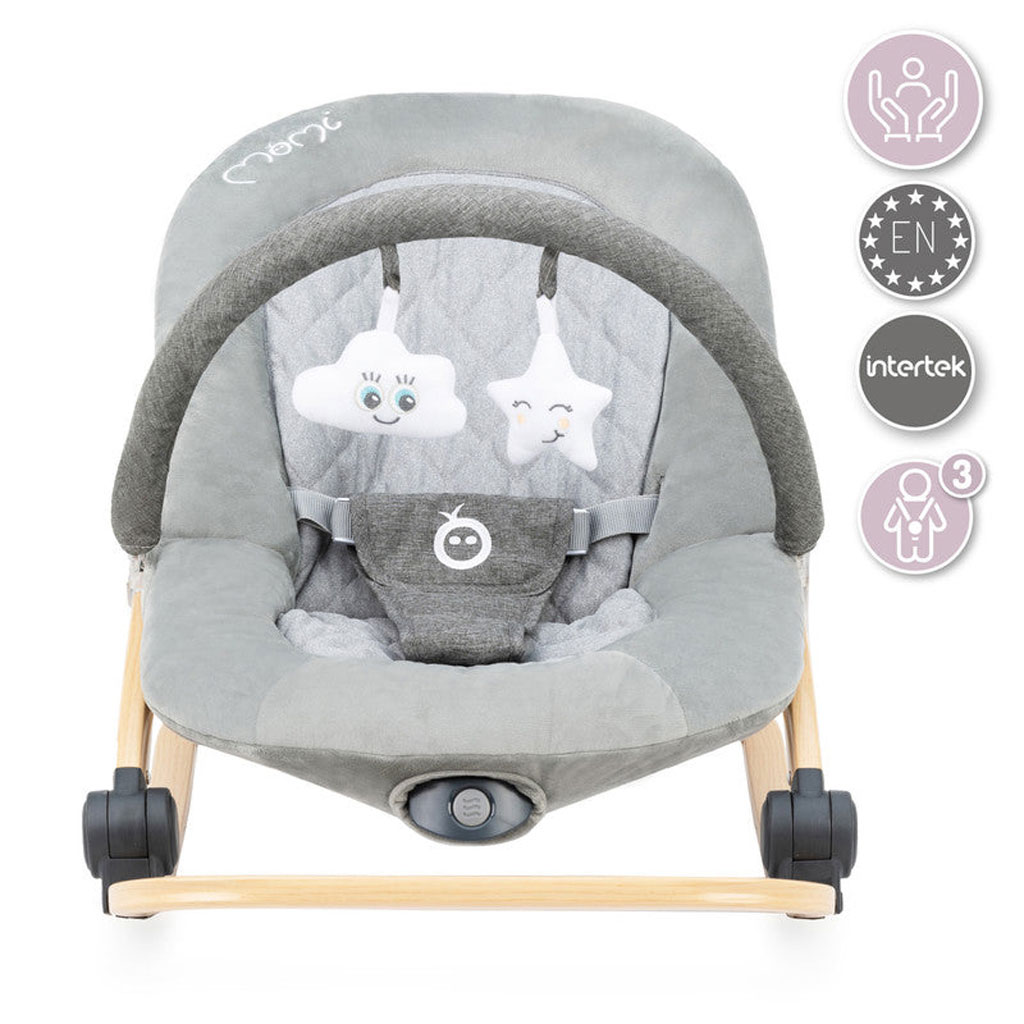 MoMi Lumiwood Baby Rocker Bouncer - Grey