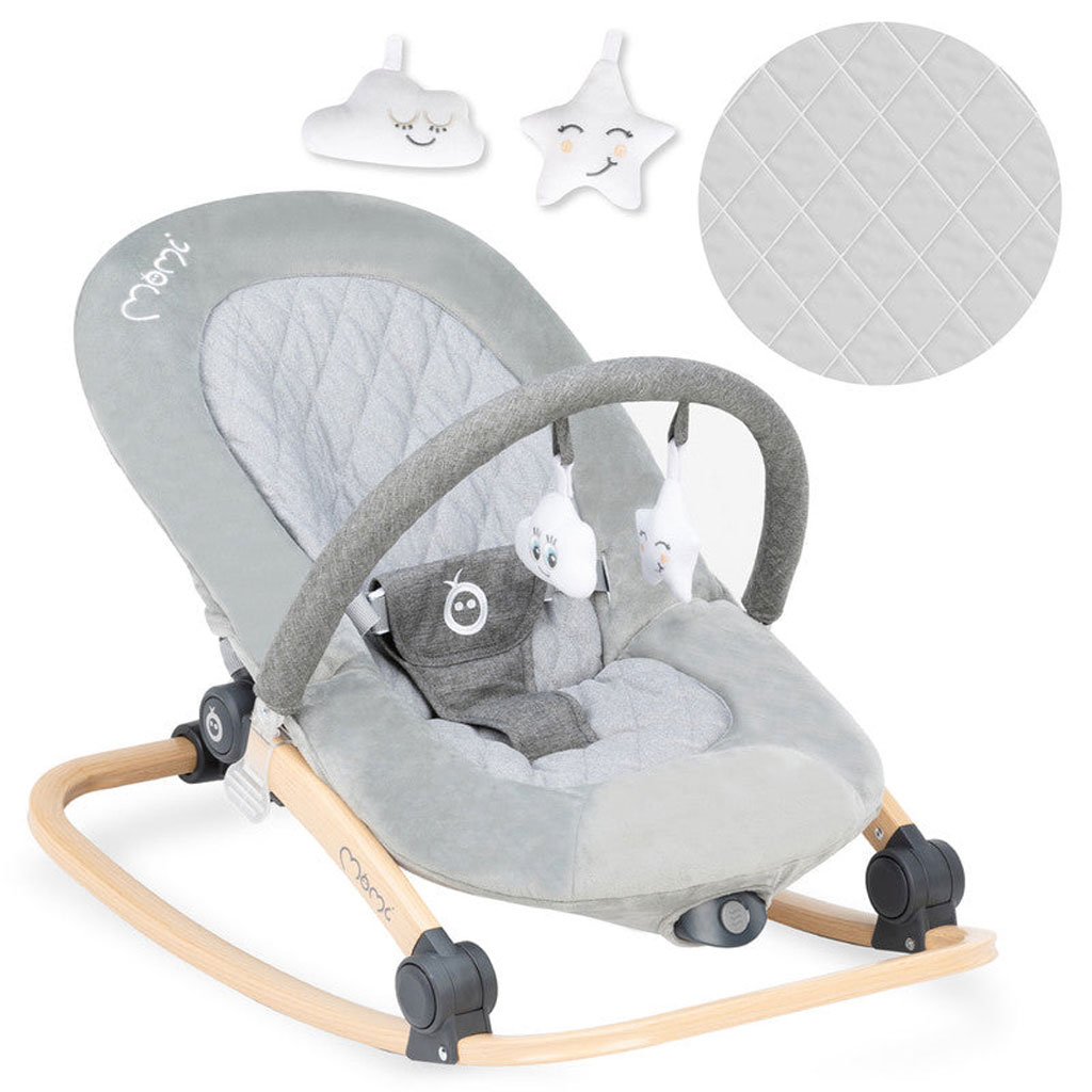 MoMi Lumiwood Baby Rocker Bouncer - Grey
