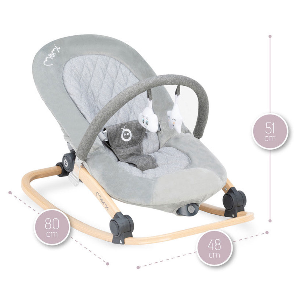 MoMi Lumiwood Baby Rocker Bouncer - Grey