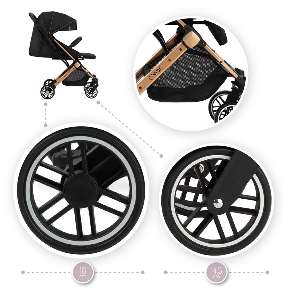 MoMi Estelle Gold Baby Stroller - Black