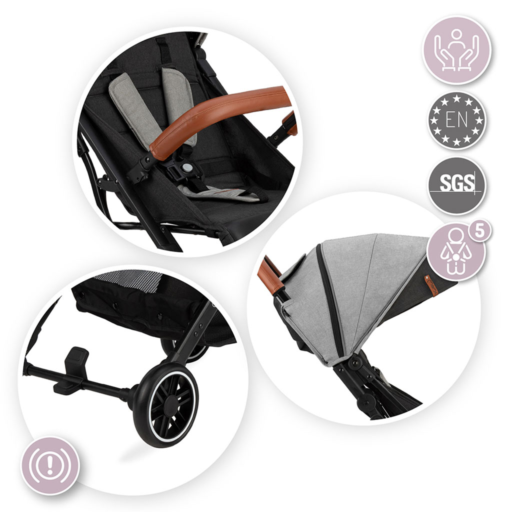 MoMi Estelle Gold Baby Stroller - Grey