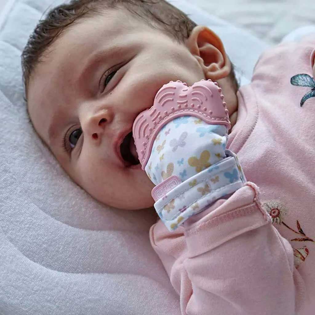 Babyjem Baby Tooth Scarifying Butterfly Gloves For 3+ Months - Pink