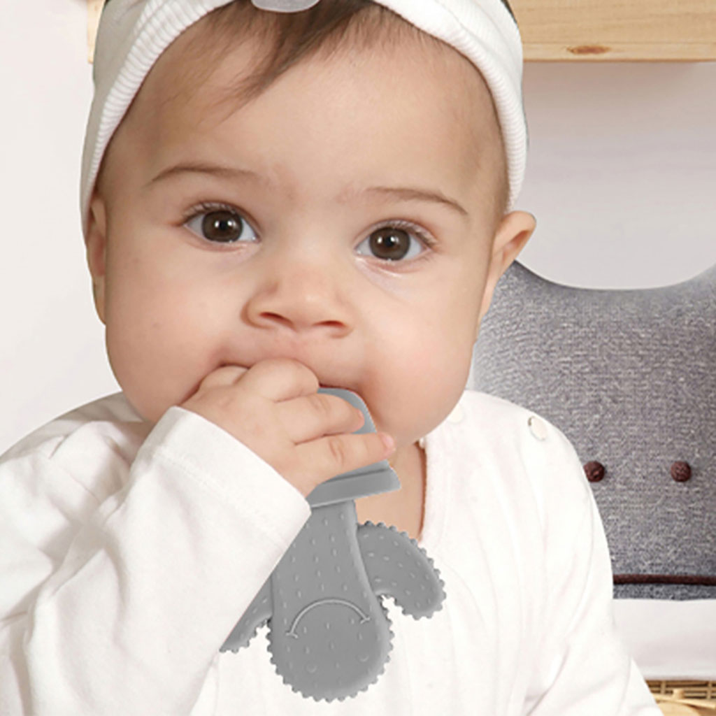 Babyjem Soft Teether Cactus Shape, For 3+ Months Baby - Grey