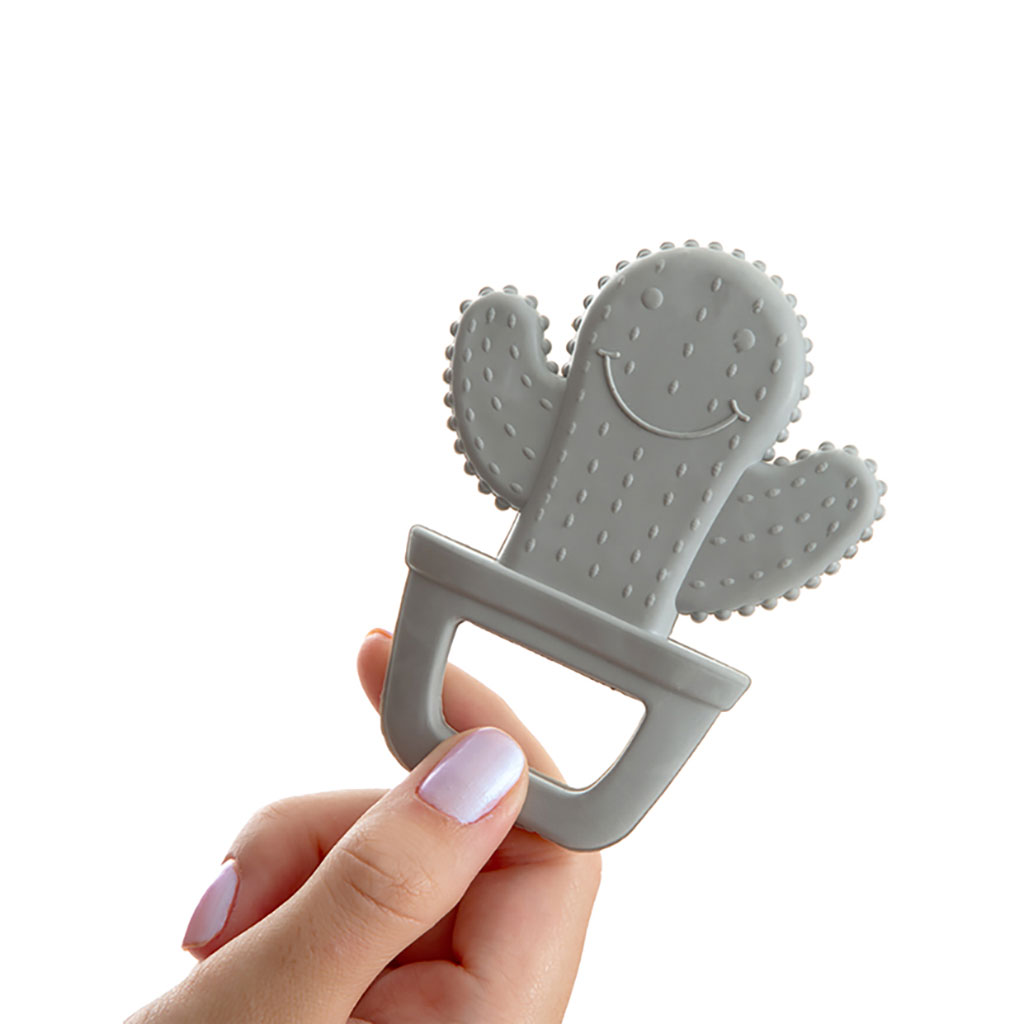 Babyjem Soft Teether Cactus Shape, For 3+ Months Baby - Grey
