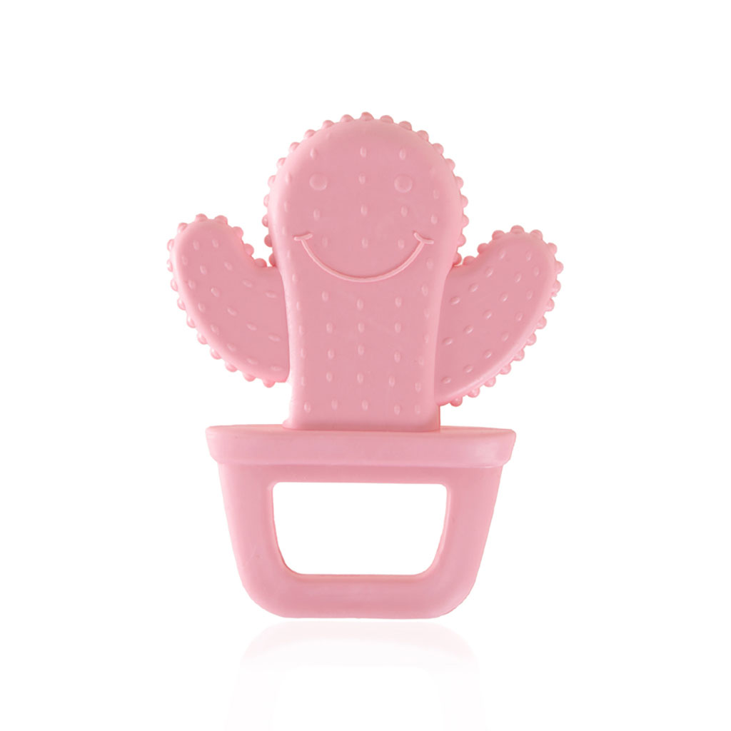 Babyjem Soft Teether Cactus Shape, For 3+ Months Baby - Pink