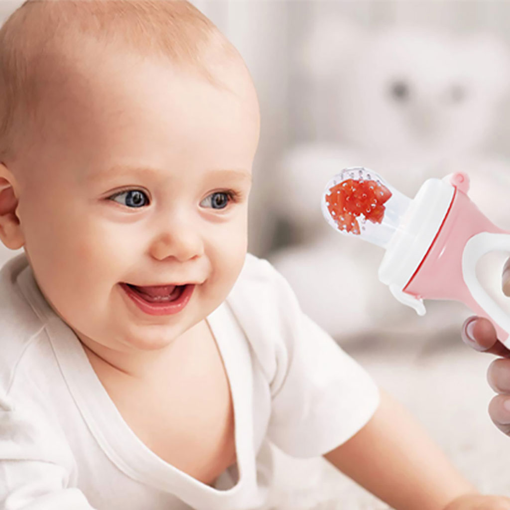 Babyjem Soft Silicone Fruit & Vegetable Feeder Pacifier For 6+ Months Baby - Pink