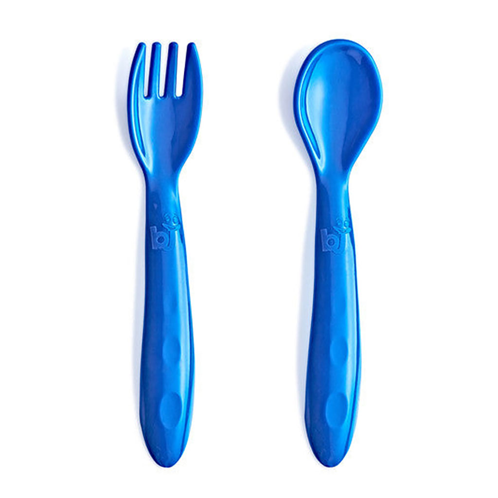 Babyjem Baby Spoon & Fork Set For 12+ Months - Blue