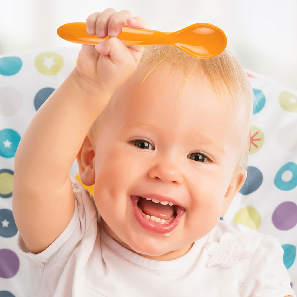 Babyjem Baby Spoon & Fork Set For 12+ Months - Orange