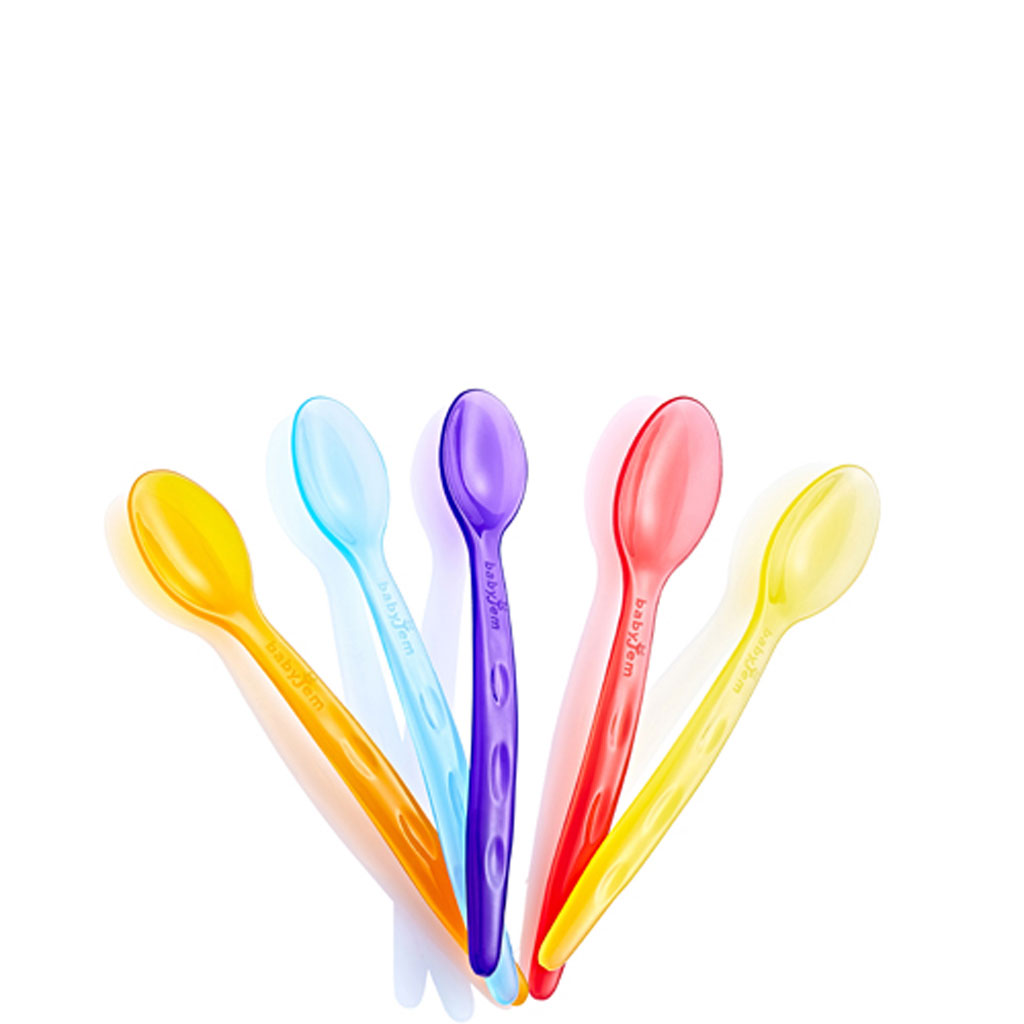 Babyjem Transparent Cup Spoons For 4+ Months Baby - Multicolor, Pack of 5’s