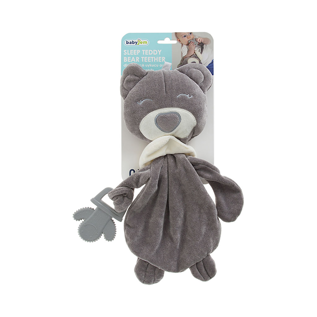 Babyjem Sleep Teddy Bear Baby Teether - Grey